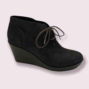 Cole Haan Black Suede Wedge Ankle Booties